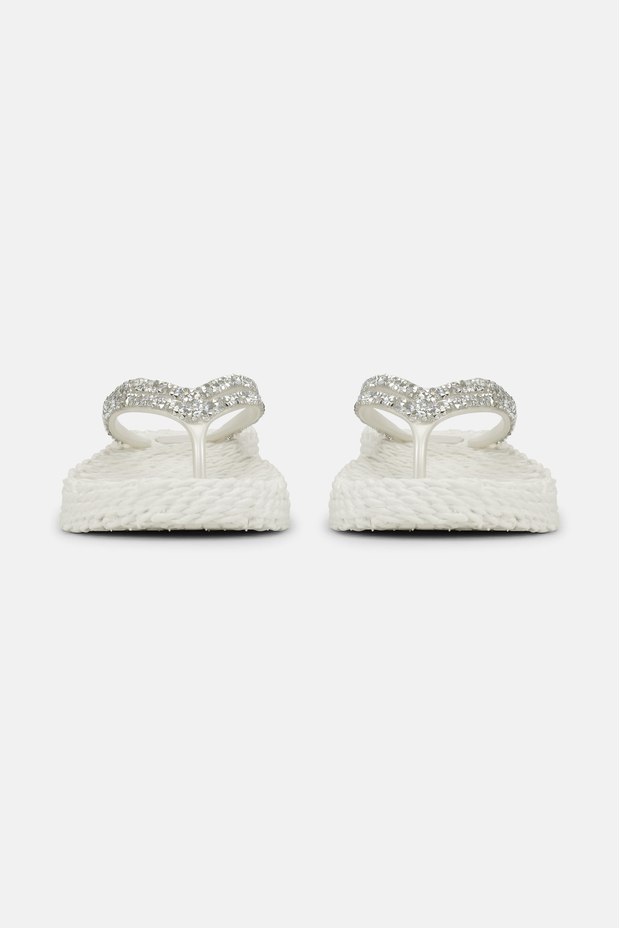 Plateau Flip-Flops Glitzersteine - Creme